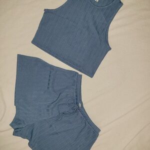 Blue Sleeveless Top and Shorts Set